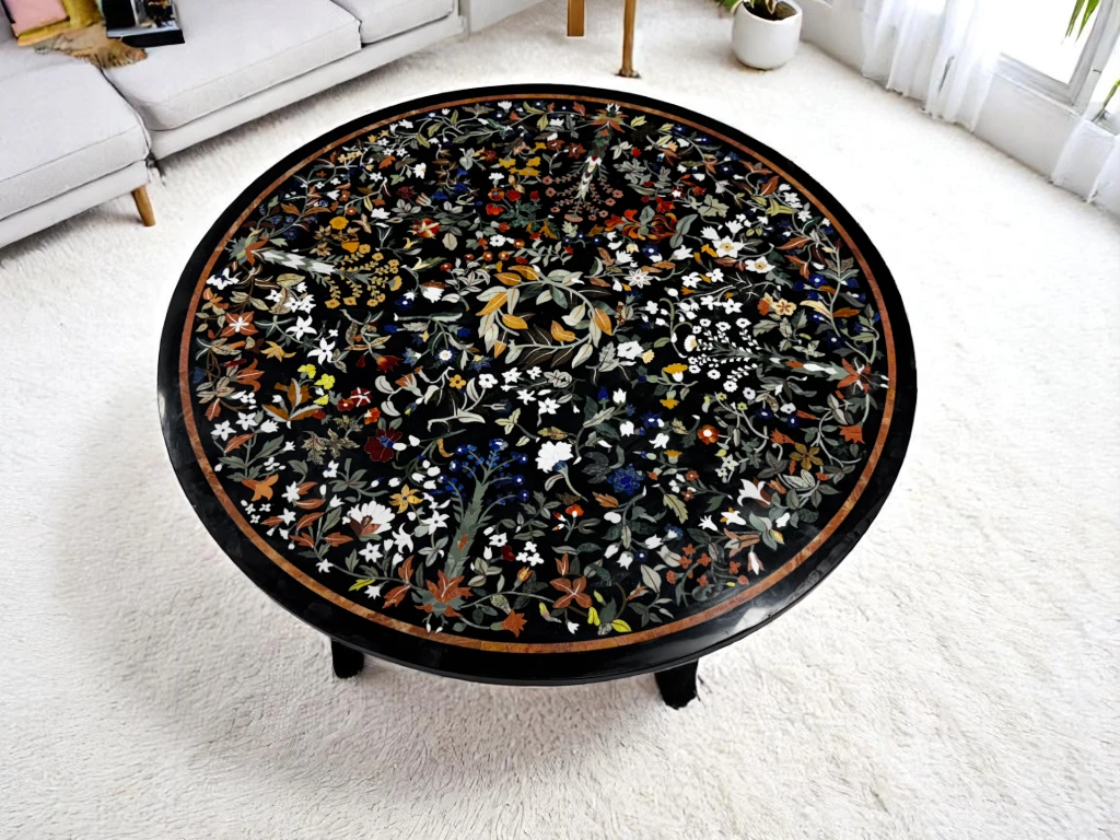 Online Pietradura Inlay Marble Coffee Table by Vedant Artisans
